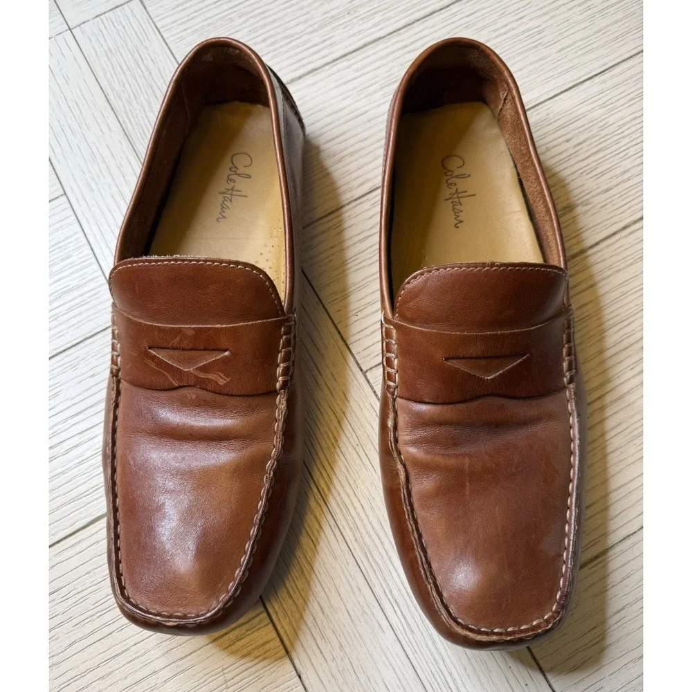 Cole Haan Brown Leather Mens Slip On Shoes Penny Loafers‎ Sz 9 M. Classic Preppy